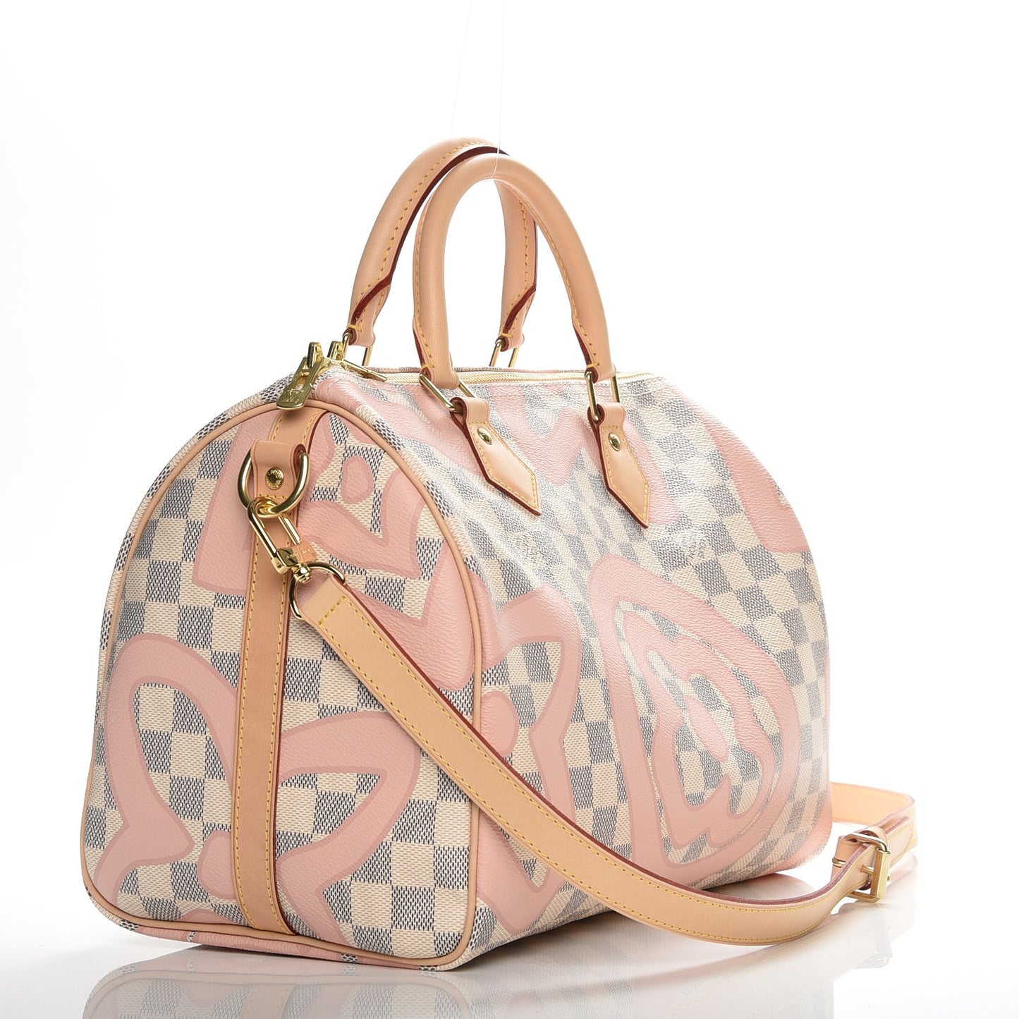 Damier Azur Tahitienne Speedy Bandouliere 30 Rose Ballerine