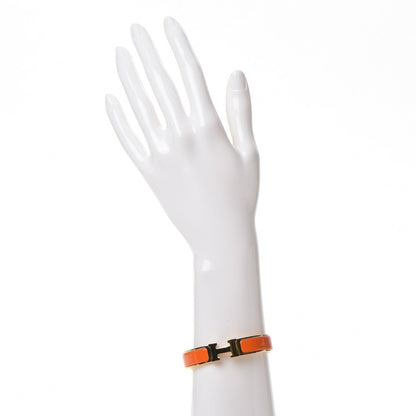 Hermes Enamel Narrow Clic Clac H Bracelet PM Orange 2 of 5