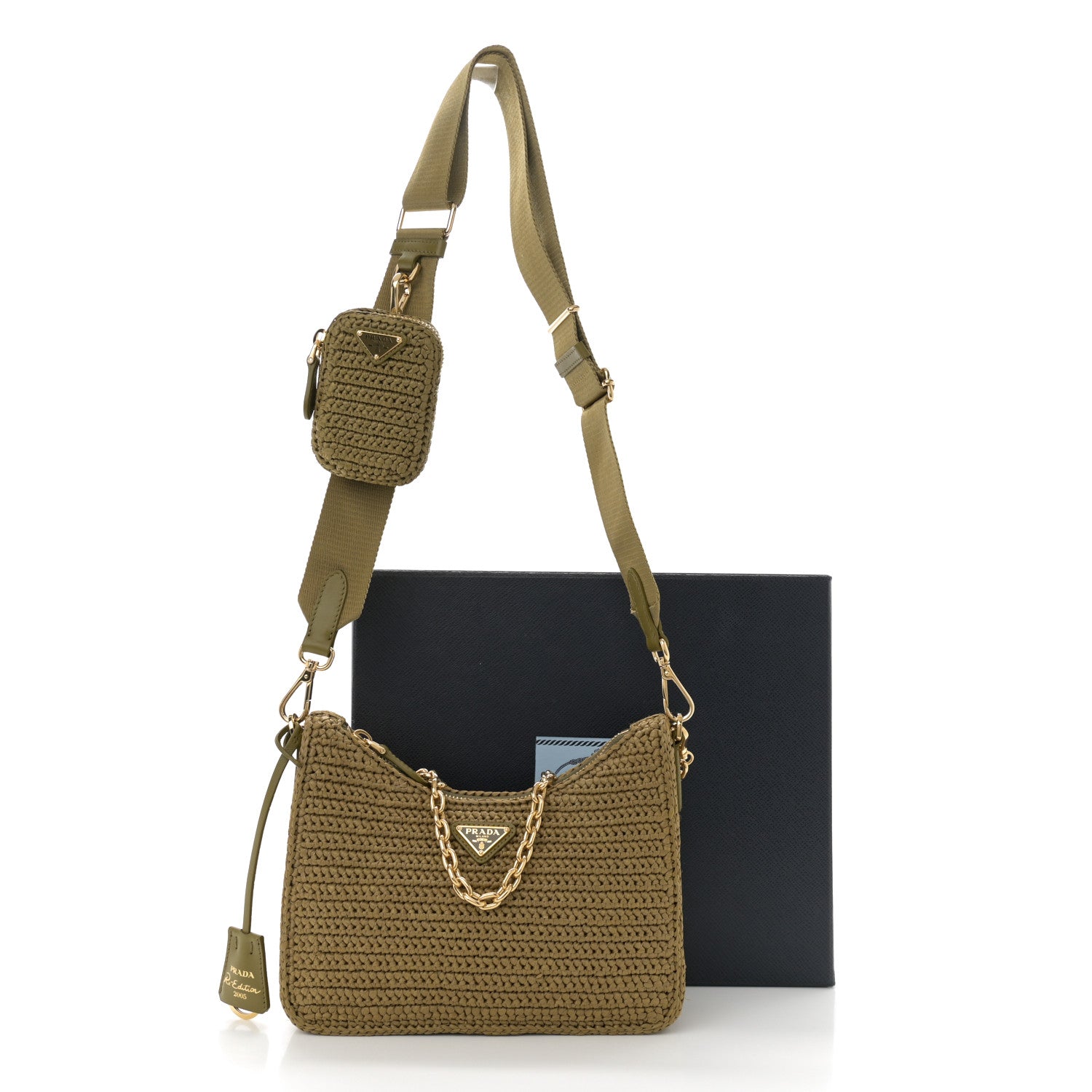 Prada Yarn Raffia Effect Crochet Re-Edition 2005 Shoulder Bag