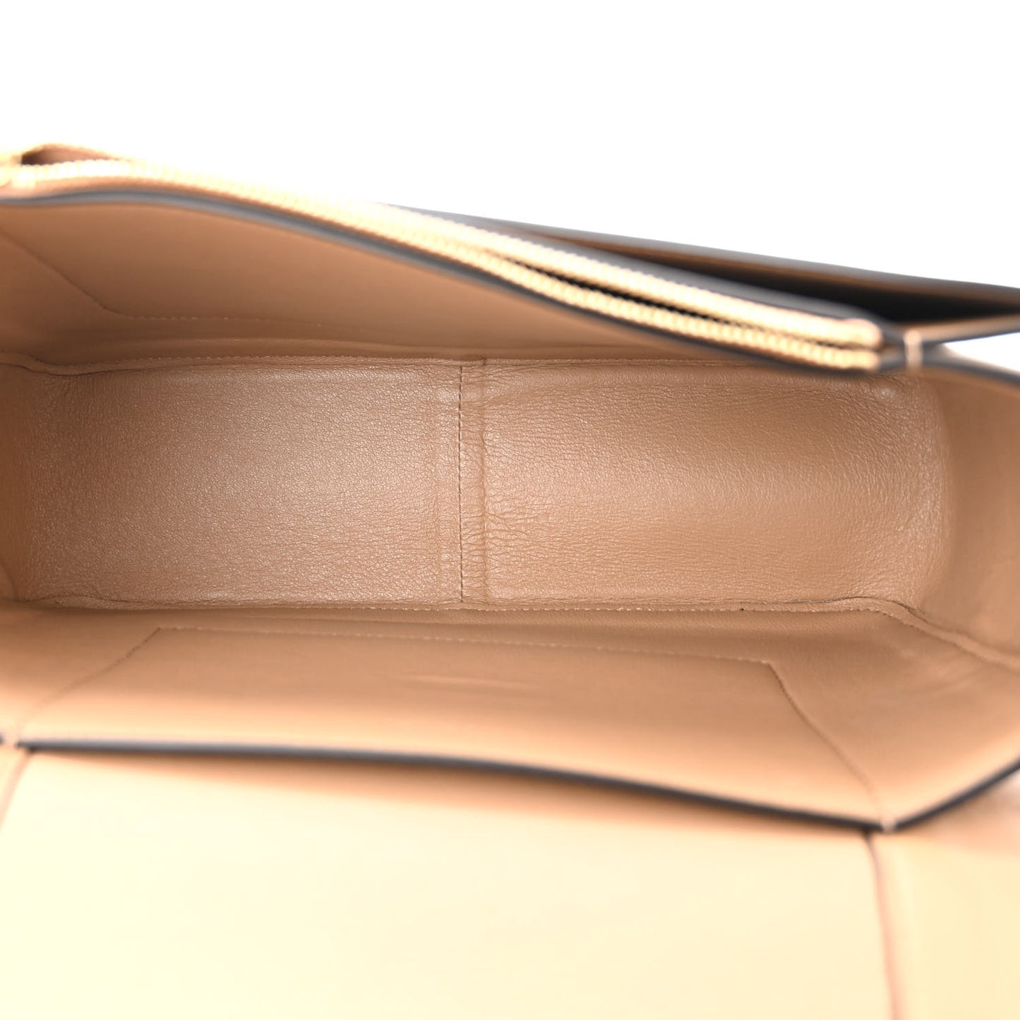 Shiny Smooth Calfskin Medium Frame Shoulder Bag Tan Optic White
