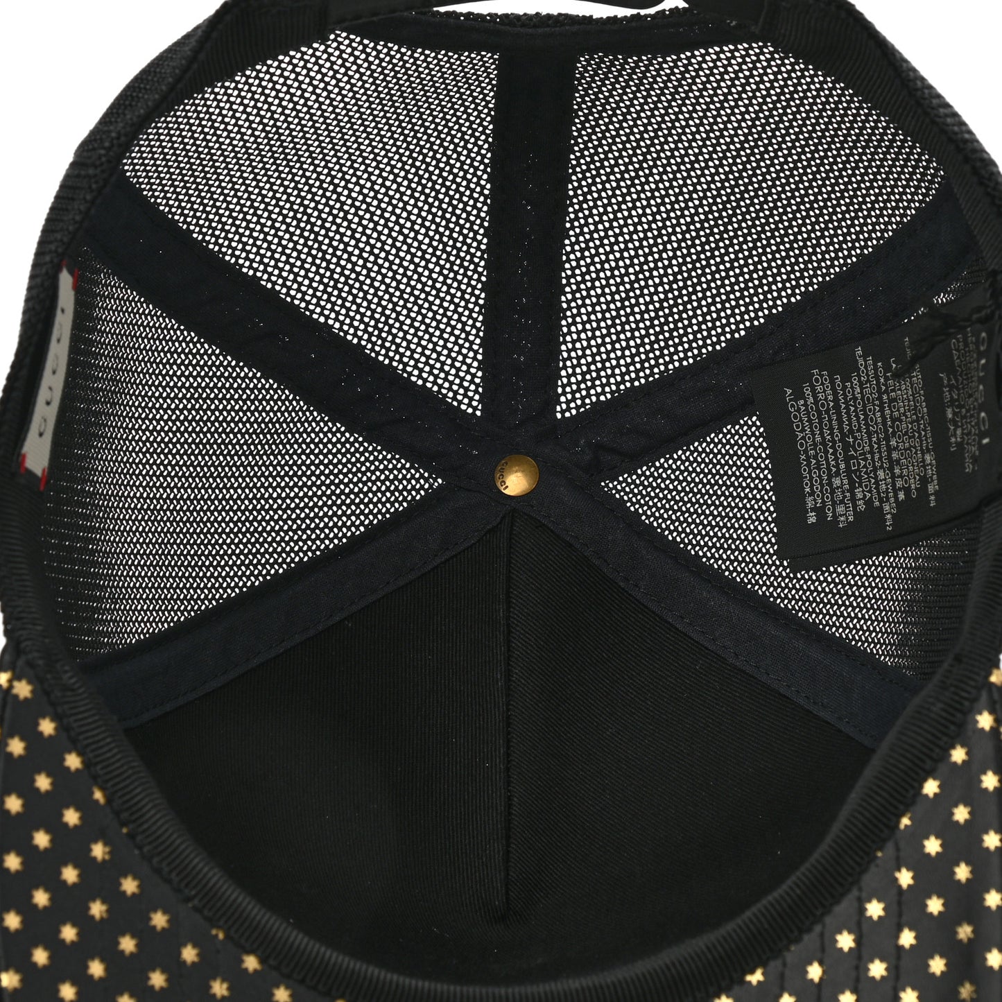 X SEGA Calfskin GUCCY Stars Baseball Hat M Black Gold