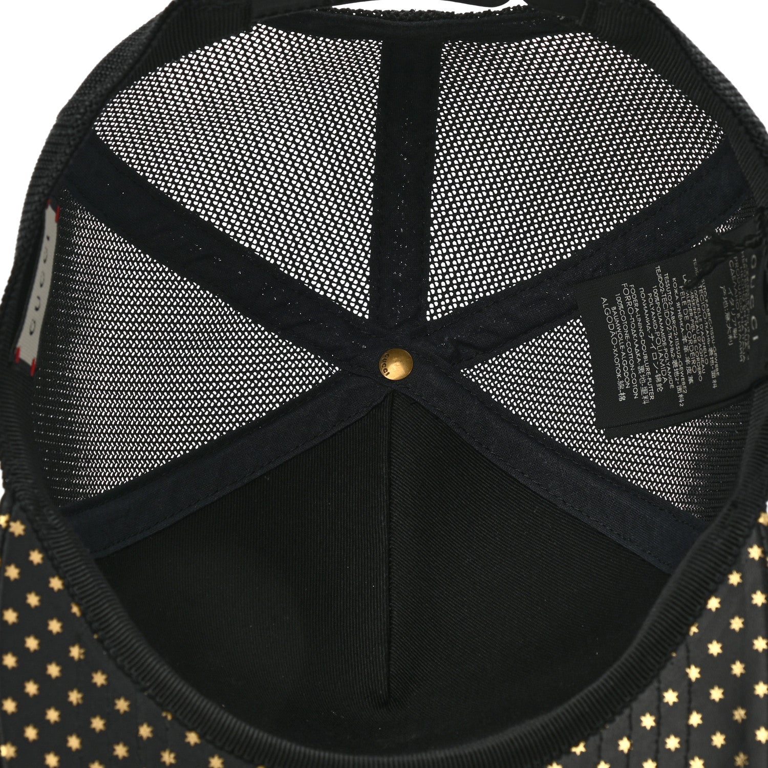Gucci X SEGA Calfskin GUCCY Stars Baseball Hat M Black Gold 7 of 10