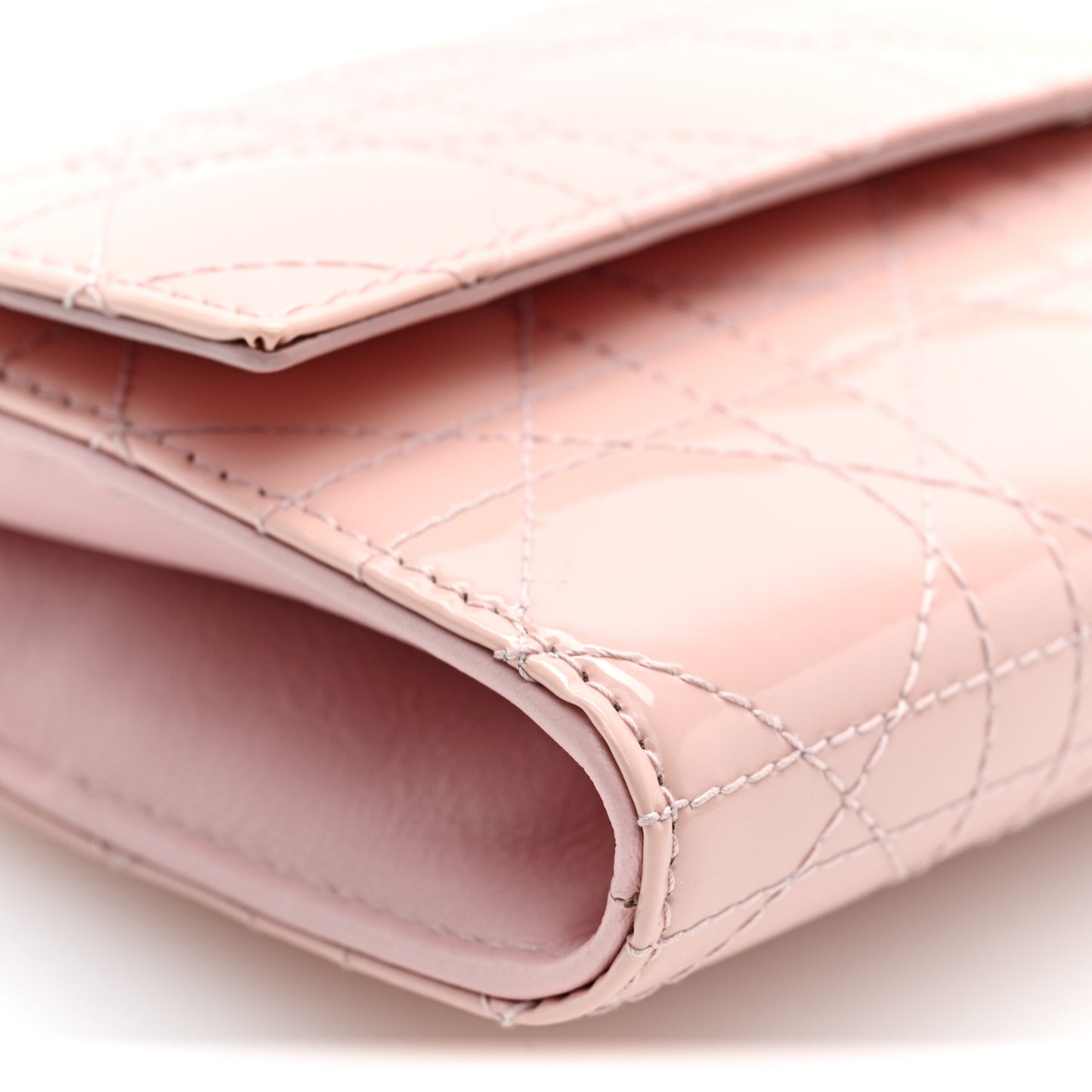 Patent Cannage Lady Dior Rendezvous Wallet On Chain Rose