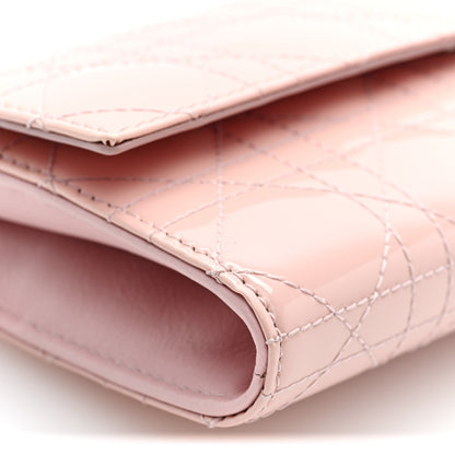 Christian Dior Patent Cannage Lady Dior Rendezvous Wallet On Chain Rose 8 of 9