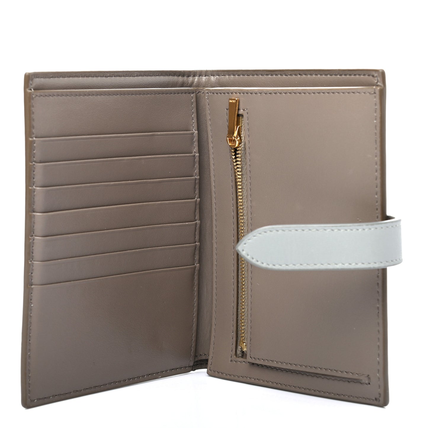 Grained Calfskin Medium Multifunction Strap Wallet Pebble Mineral