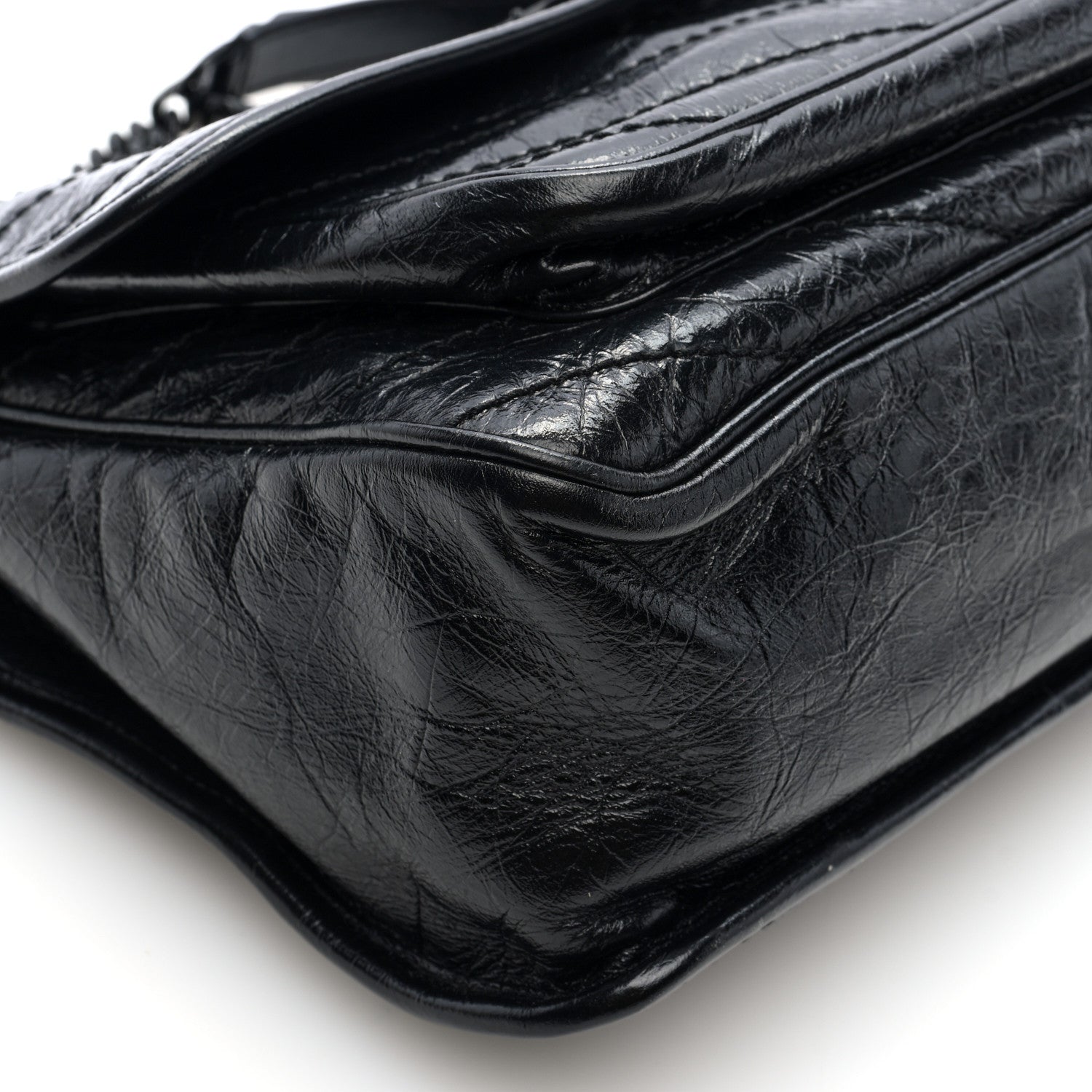 Saint Laurent Crinkled Calfskin Matelasse Monogram Medium Niki Chain Satchel Black 8 of 9