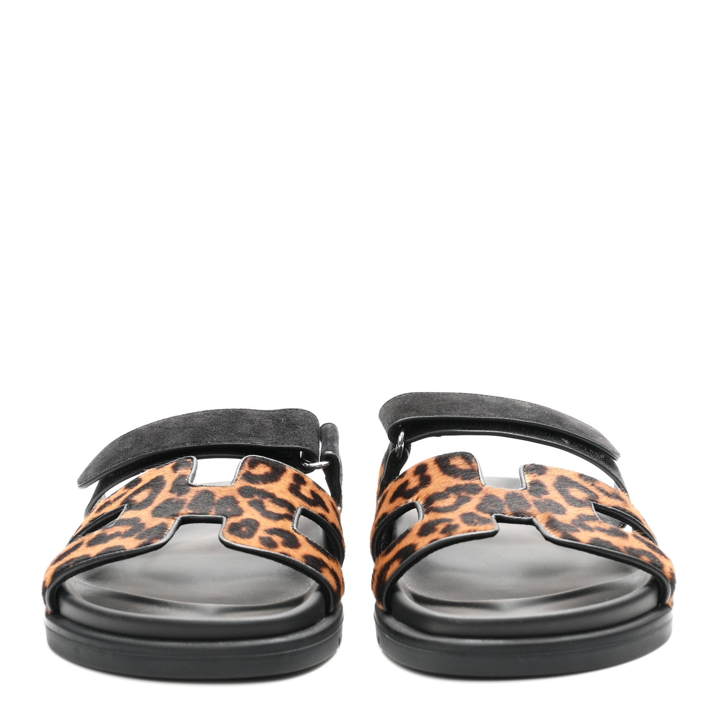 Moire Calfskin Suede Goatskin Womens Leopard Chypre Sandals 40 Gold Black