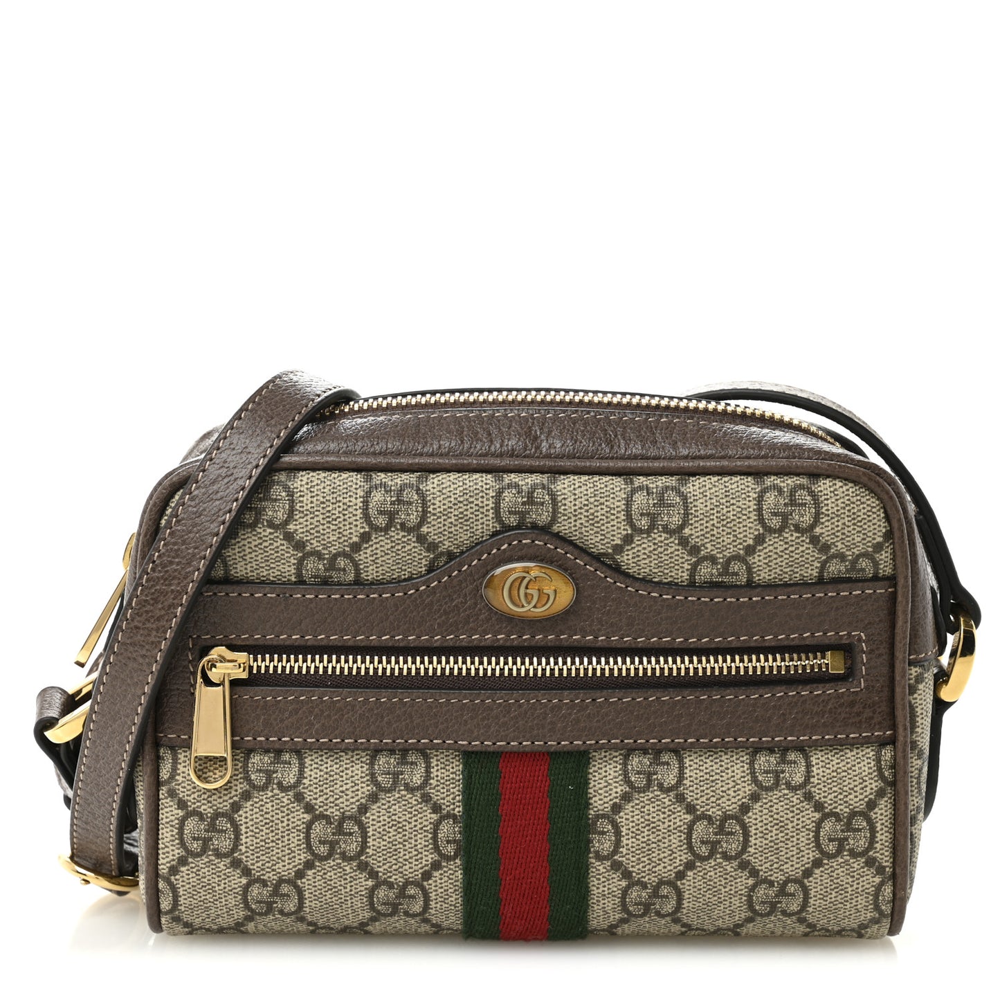 GG Supreme Monogram Web Mini Ophidia Shoulder Bag Brown