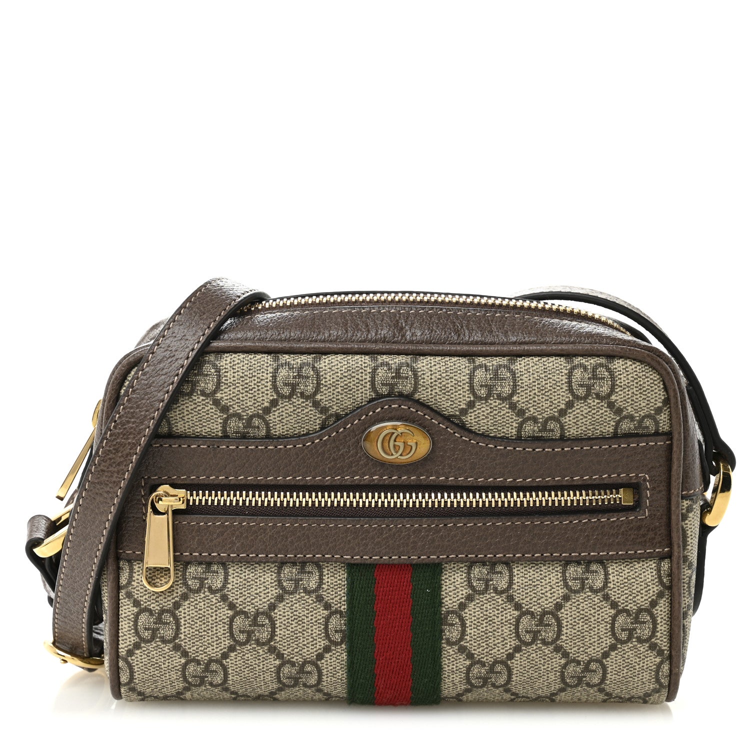 Gucci GG Supreme Monogram Web Mini Ophidia Shoulder Bag Brown 1 of 11