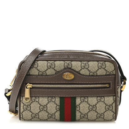 Gucci GG Supreme Monogram Web Mini Ophidia Shoulder Bag Brown 1 of 11