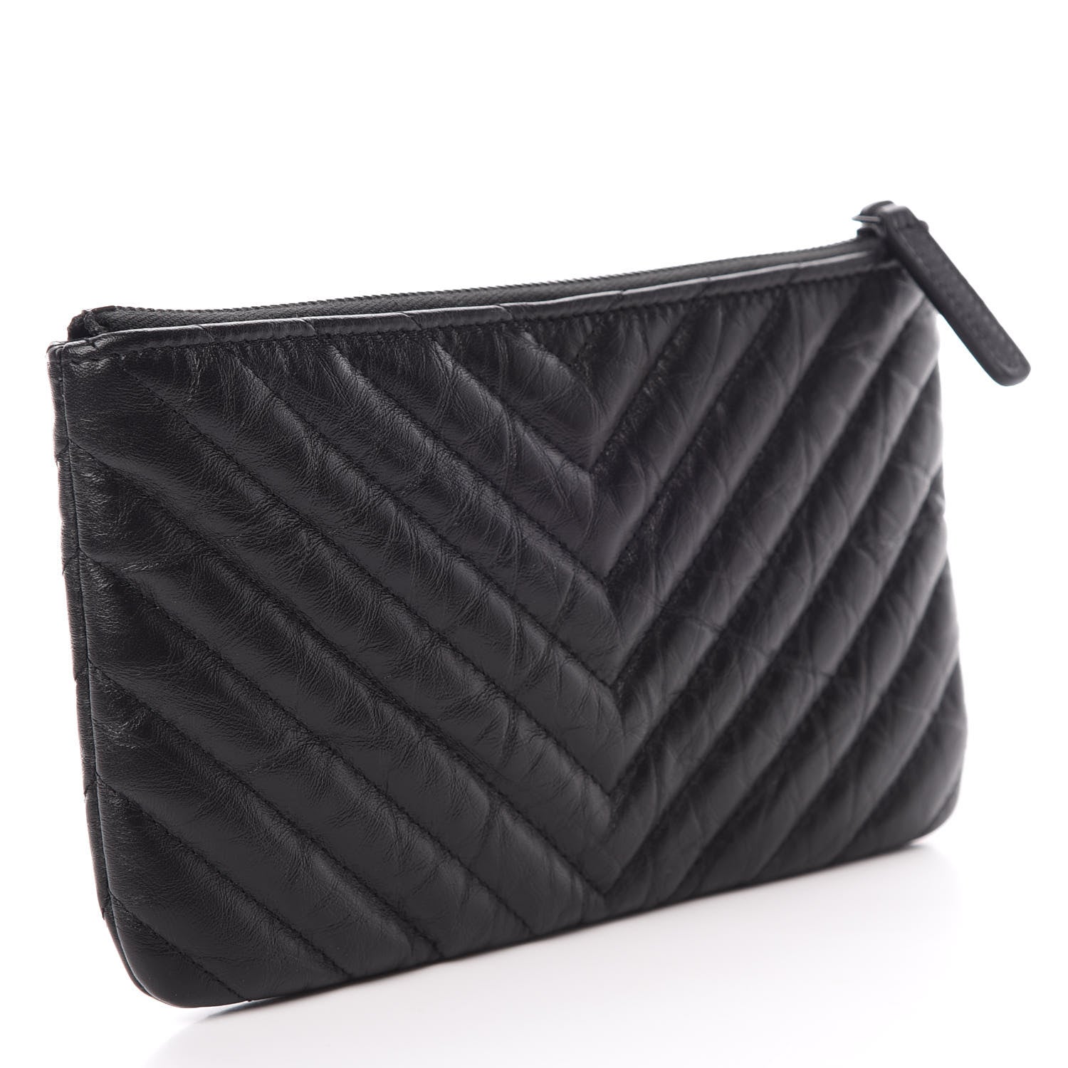 Chanel Aged Calfskin Chevron Quilted Medium Reissue Cosmetic Case So Black 3 of 7