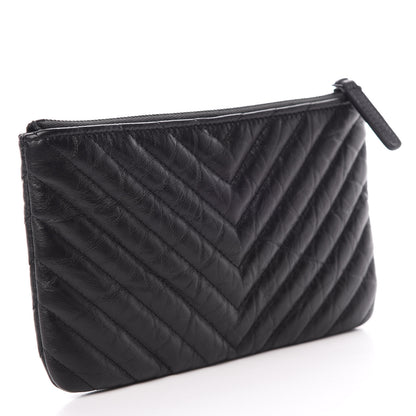 Chanel Aged Calfskin Chevron Quilted Medium Reissue Cosmetic Case So Black 3 of 7