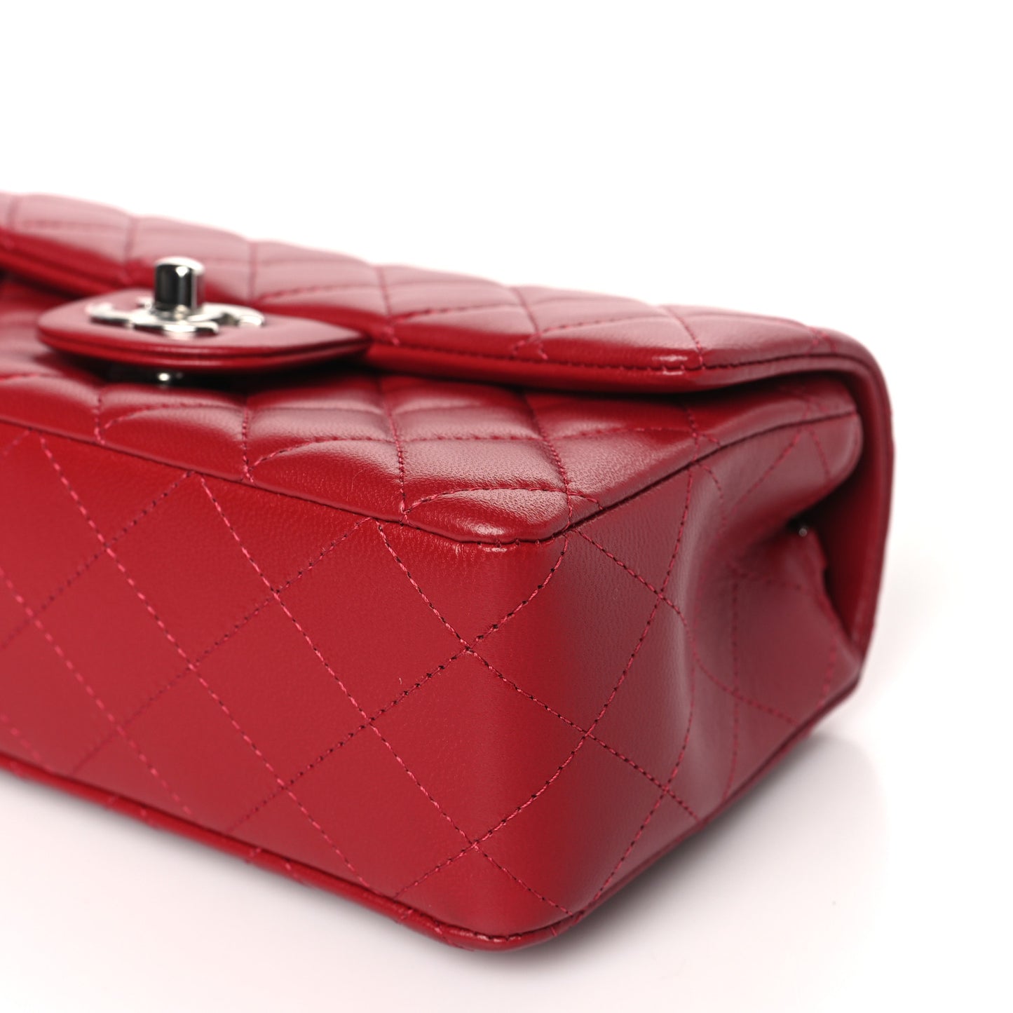 Lambskin Quilted Mini Rectangular Flap Red