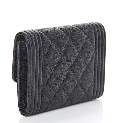 Chanel Caviar Quilted Boy Flap Card Holder Black 3 of 9