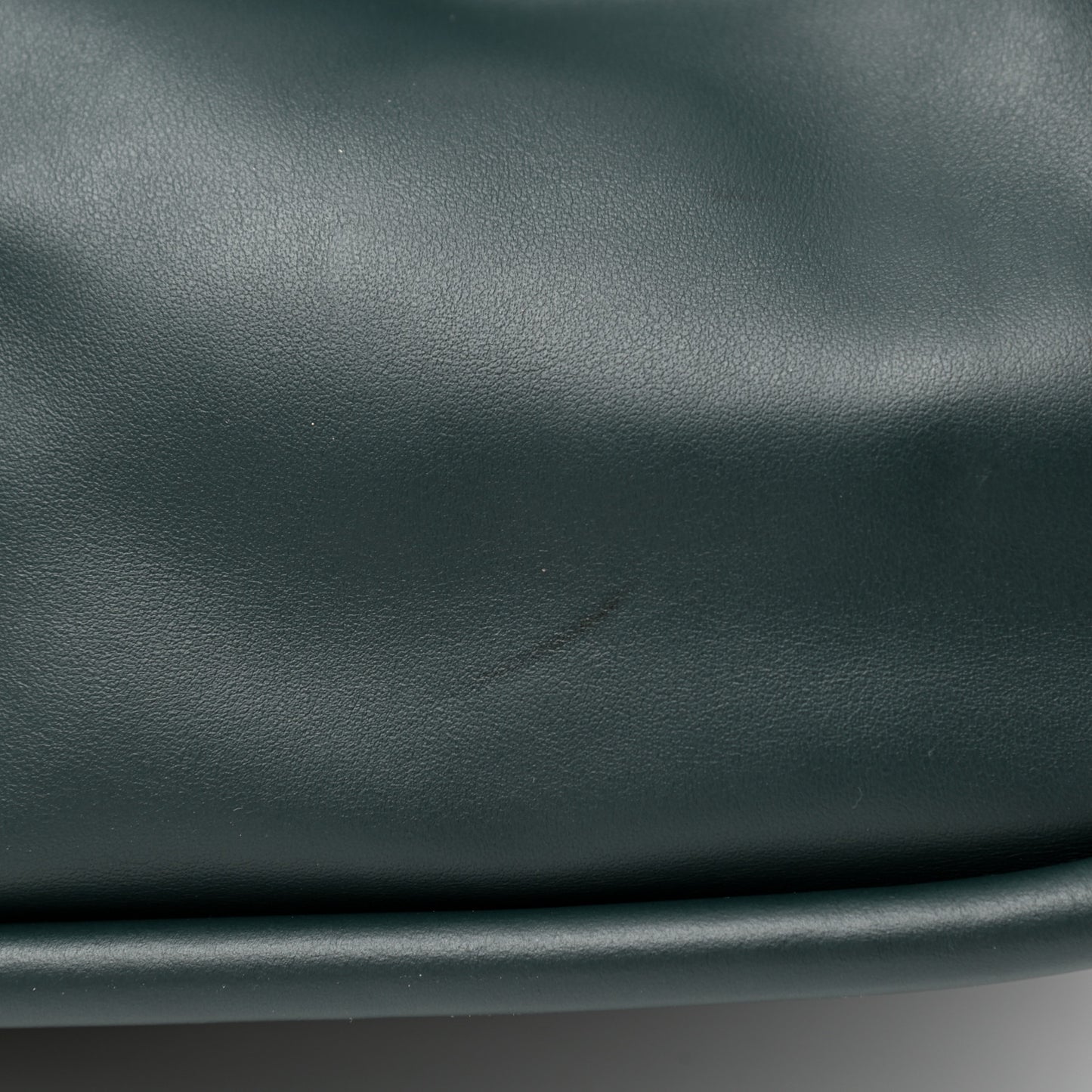 Calfskin Large Ruched Tote Petrol Green