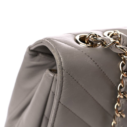 Chanel Calfskin Chevron Quilted Large Statement Flap Grey 20 of 21