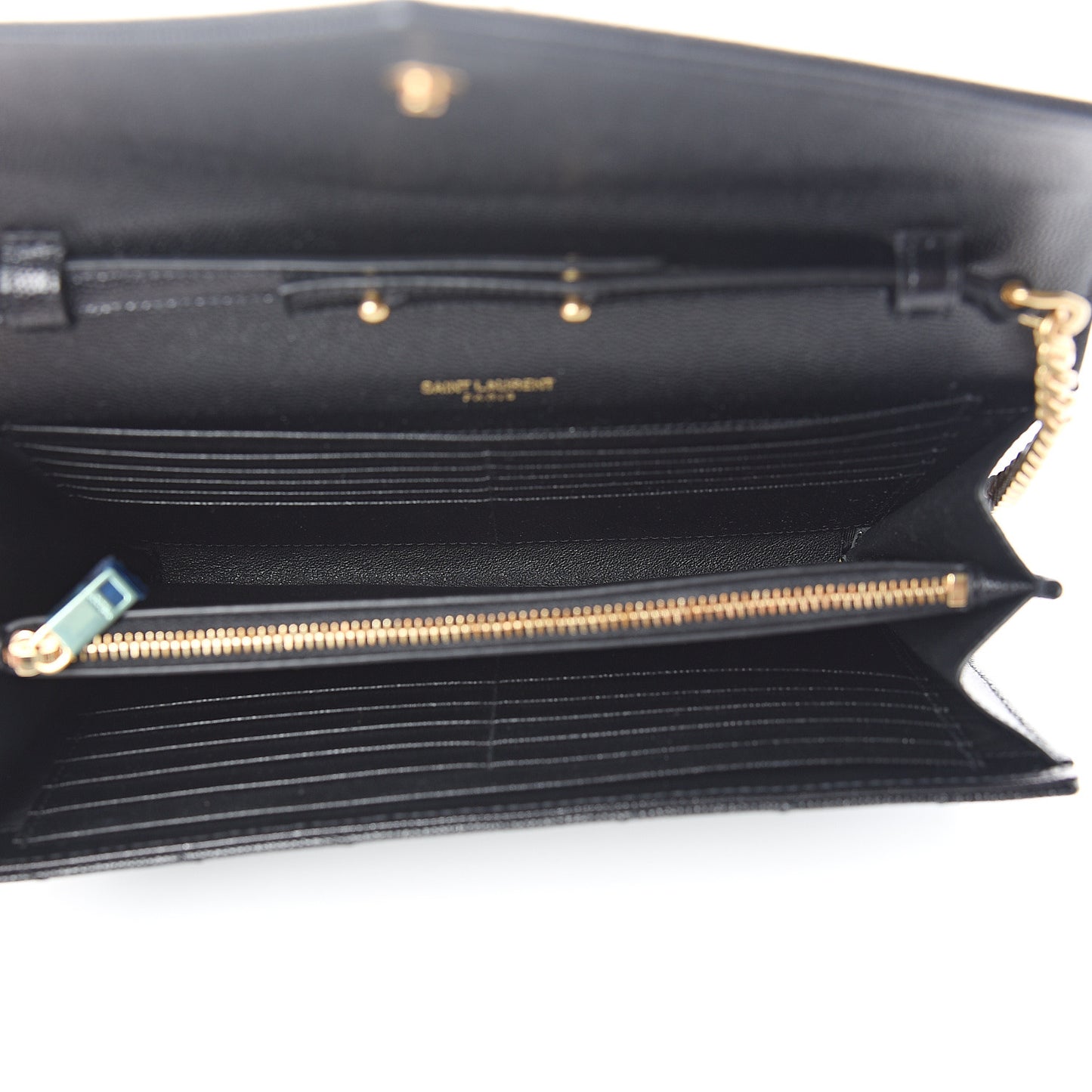 Grain De Poudre Matelasse Chevron Monogram Chain Wallet Black