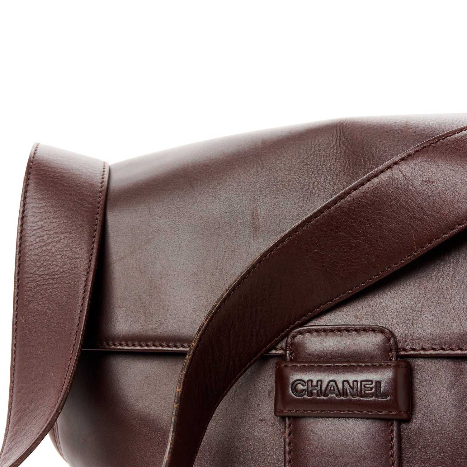 Chanel Lambskin Logo Messenger Flap Brown 14 of 16