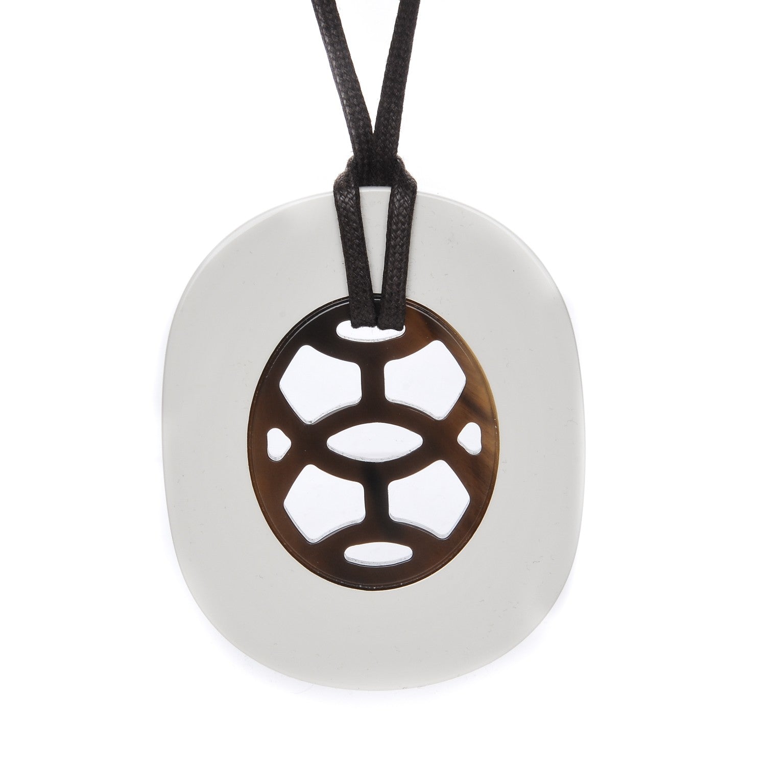 Hermes Buffalo Horn Lacquer Lift Necklace PM Pannacotta 6 of 7