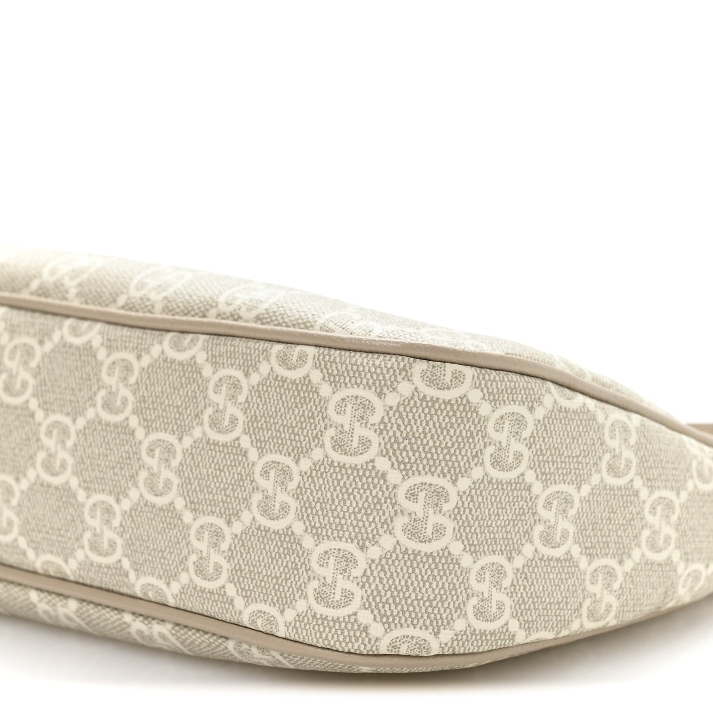 GG Supreme Monogram Textured Dollar Calfskin Small Ophidia Hobo Beige Mystic White Oatmeal