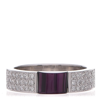 Gucci 18K White Gold Amethyst Diamond Band Ring 53.5 6.5 1 of 7