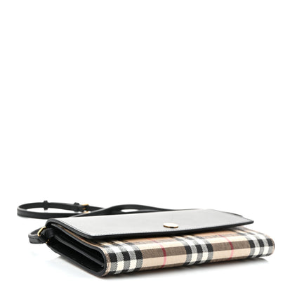 Burberry Calfskin Vintage Check Hannah Wallet with Detachable Strap Black 4 of 10