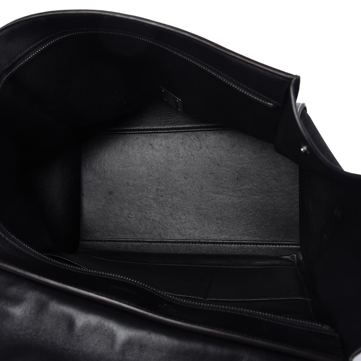 Drummed Calfskin Suede Small Trapeze Black