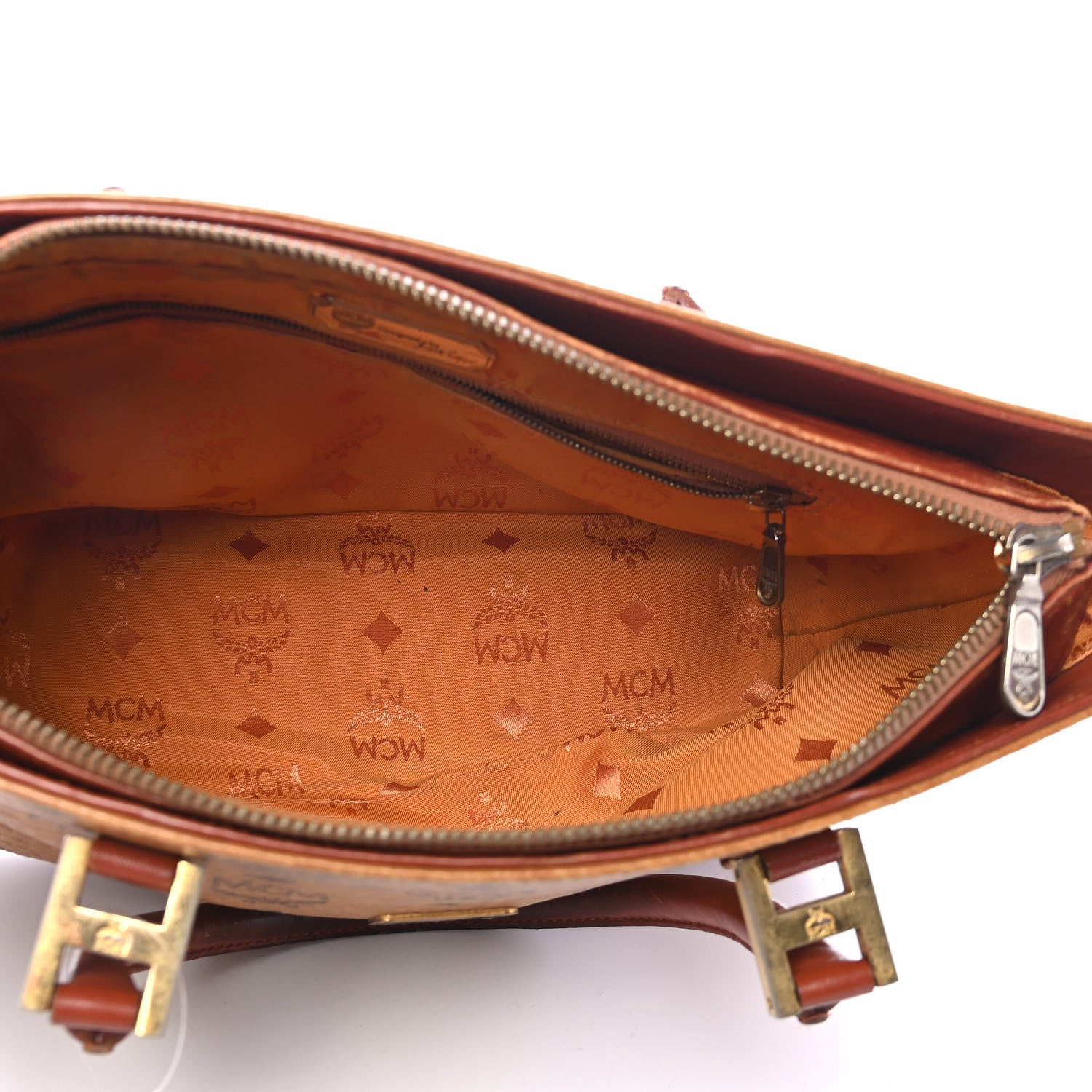 MCM Visetos Mini Shopper Tote Cognac 5 of 9