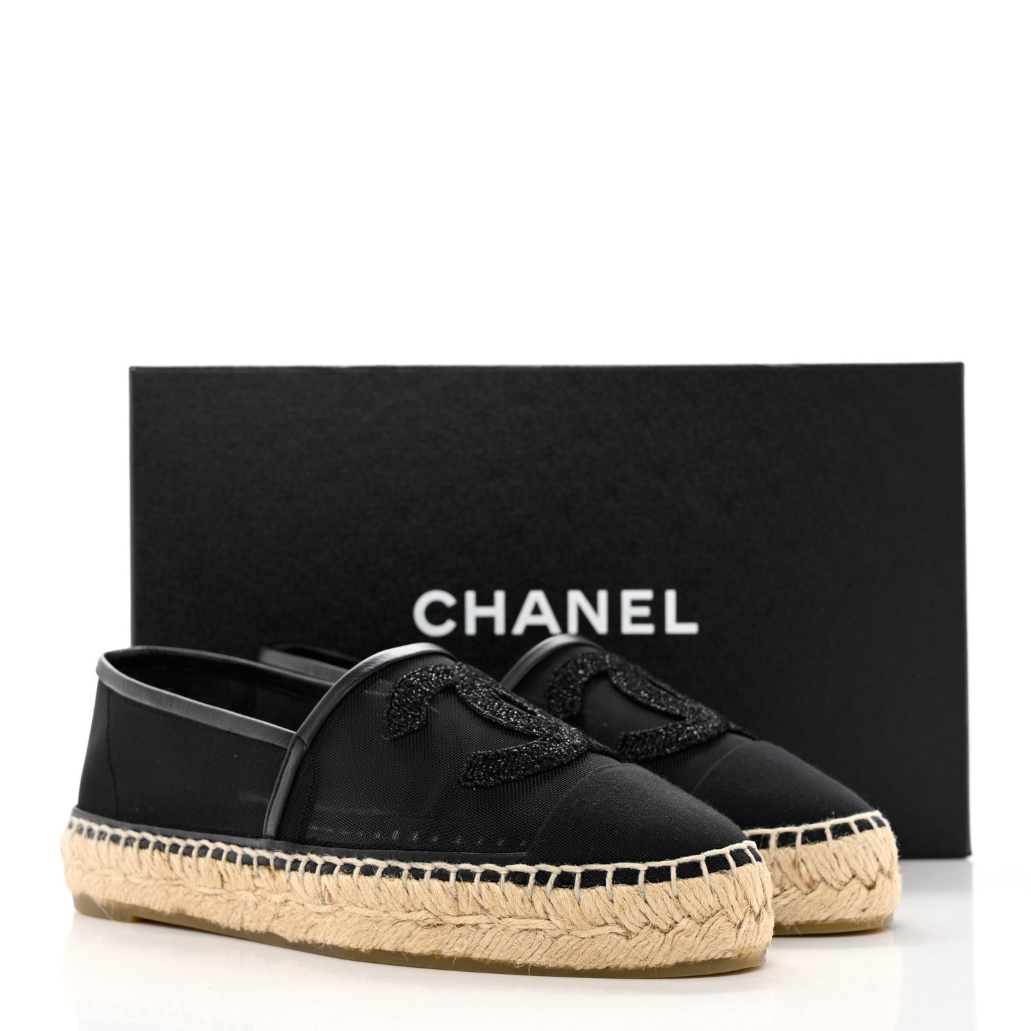 Chanel Mesh Grosgrain CC Espadrilles 35 Black 10 of 10