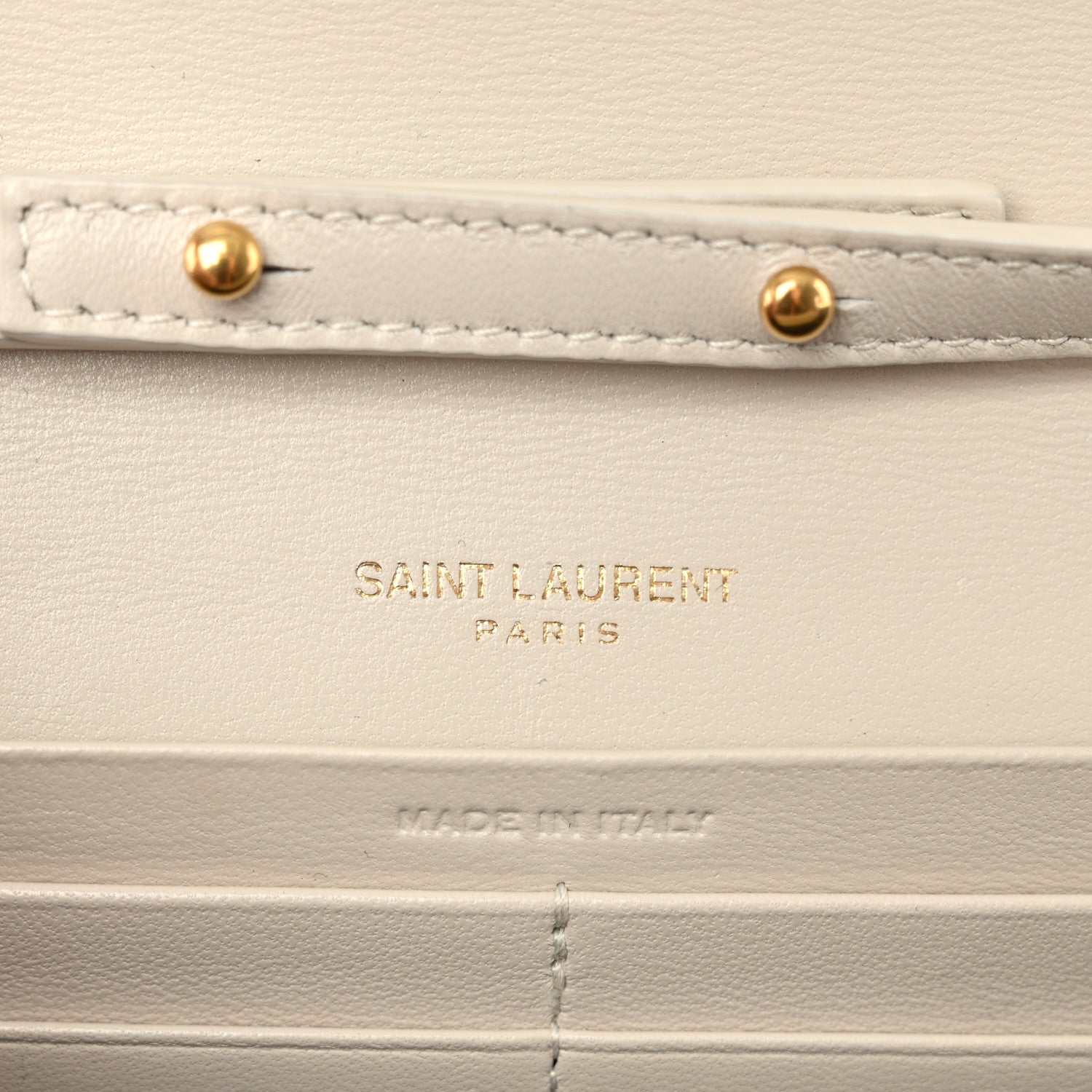 Saint Laurent Calfskin Lizard Embossed Cassandre Wallet On Chain WOC Crema Soft 7 of 12