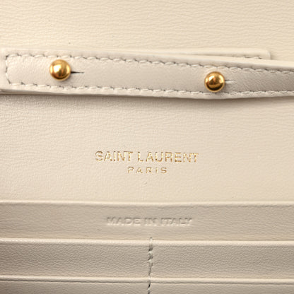 Saint Laurent Calfskin Lizard Embossed Cassandre Wallet On Chain WOC Crema Soft 7 of 12