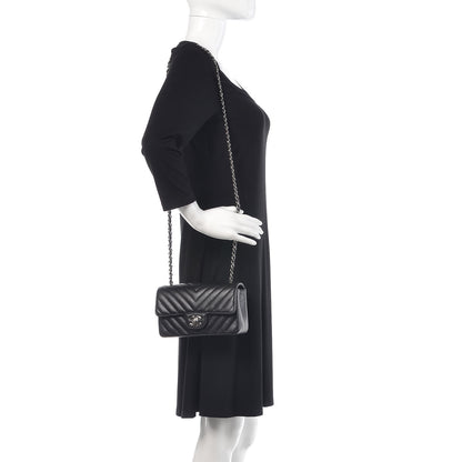 Chanel Caviar Chevron Quilted Mini Rectangular Flap Black 2 of 9