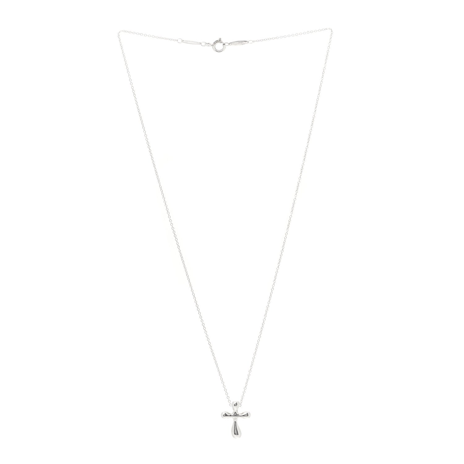 Tiffany Sterling Silver 16mm Elsa Peretti Cross Pendant Necklace 3 of 6