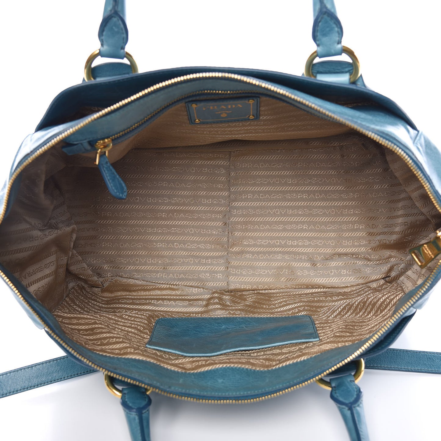 Vitello Shine Top Handle Tote Turchese