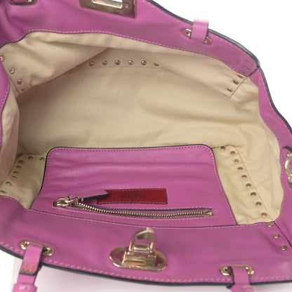 Valentino Garavani Vitello Small Rockstud Tote Purple Violet 5 of 16