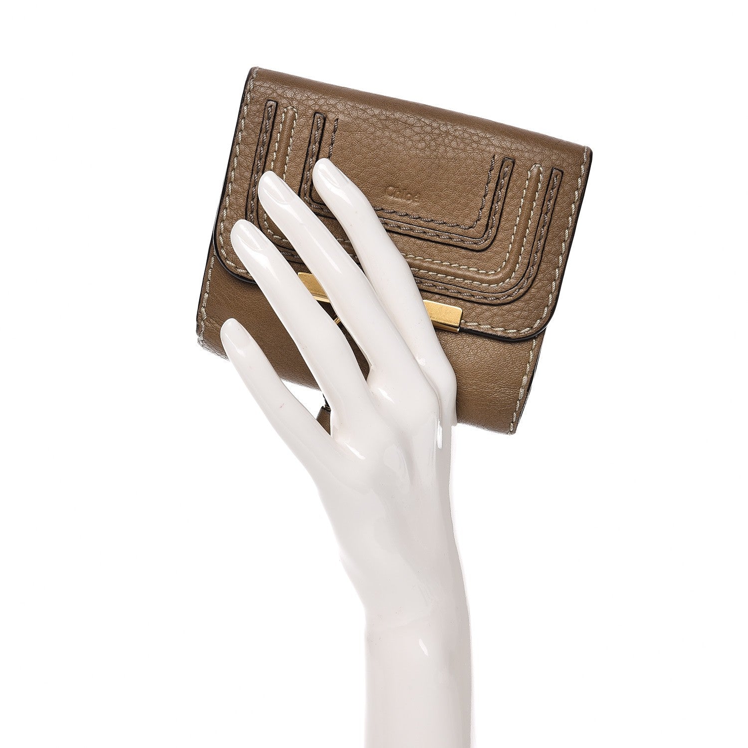 Chloe Grained Calfskin Marcie Square Wallet Nut 2 of 9