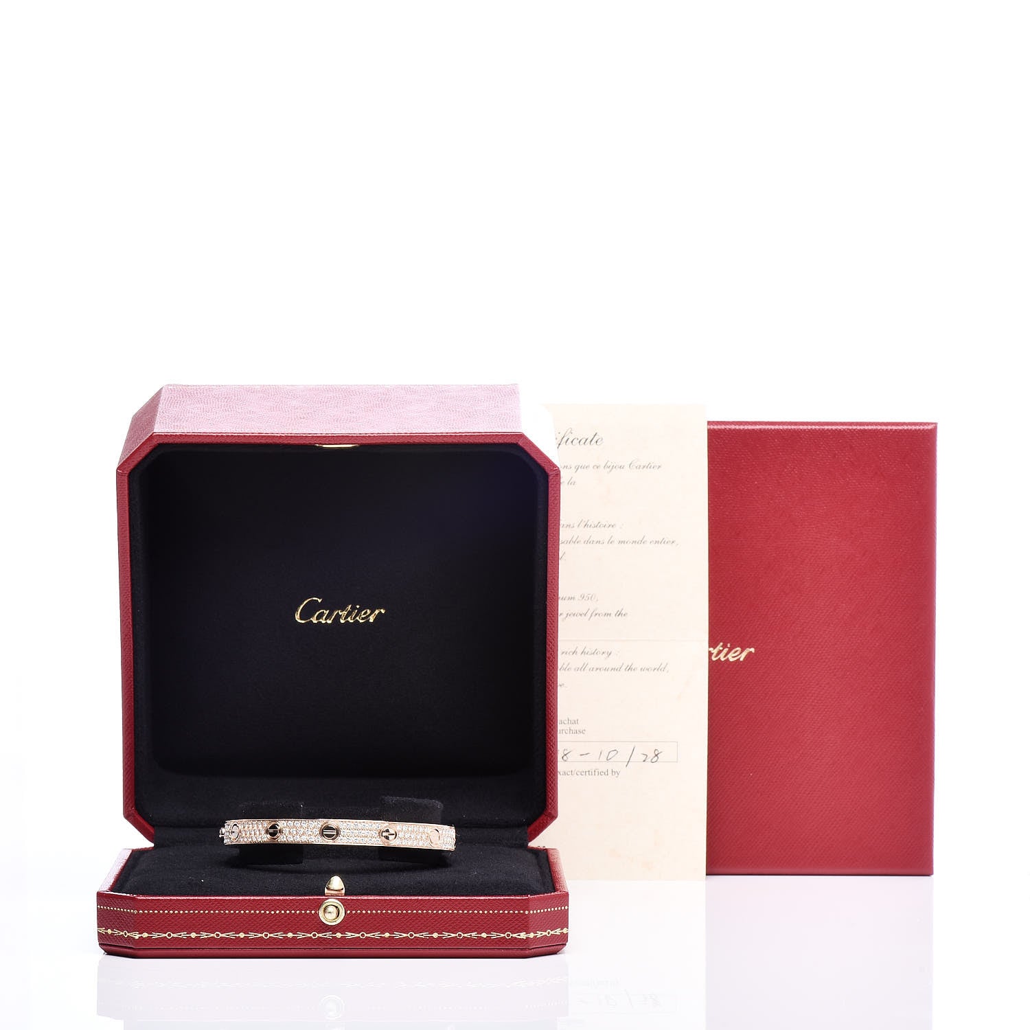 Cartier 18K Pink Gold Diamond LOVE Paved Bracelet 17 6 of 6