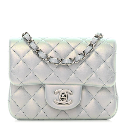 Chanel Iridescent Lambskin Quilted Mini Square Flap Light Blue 1 of 10