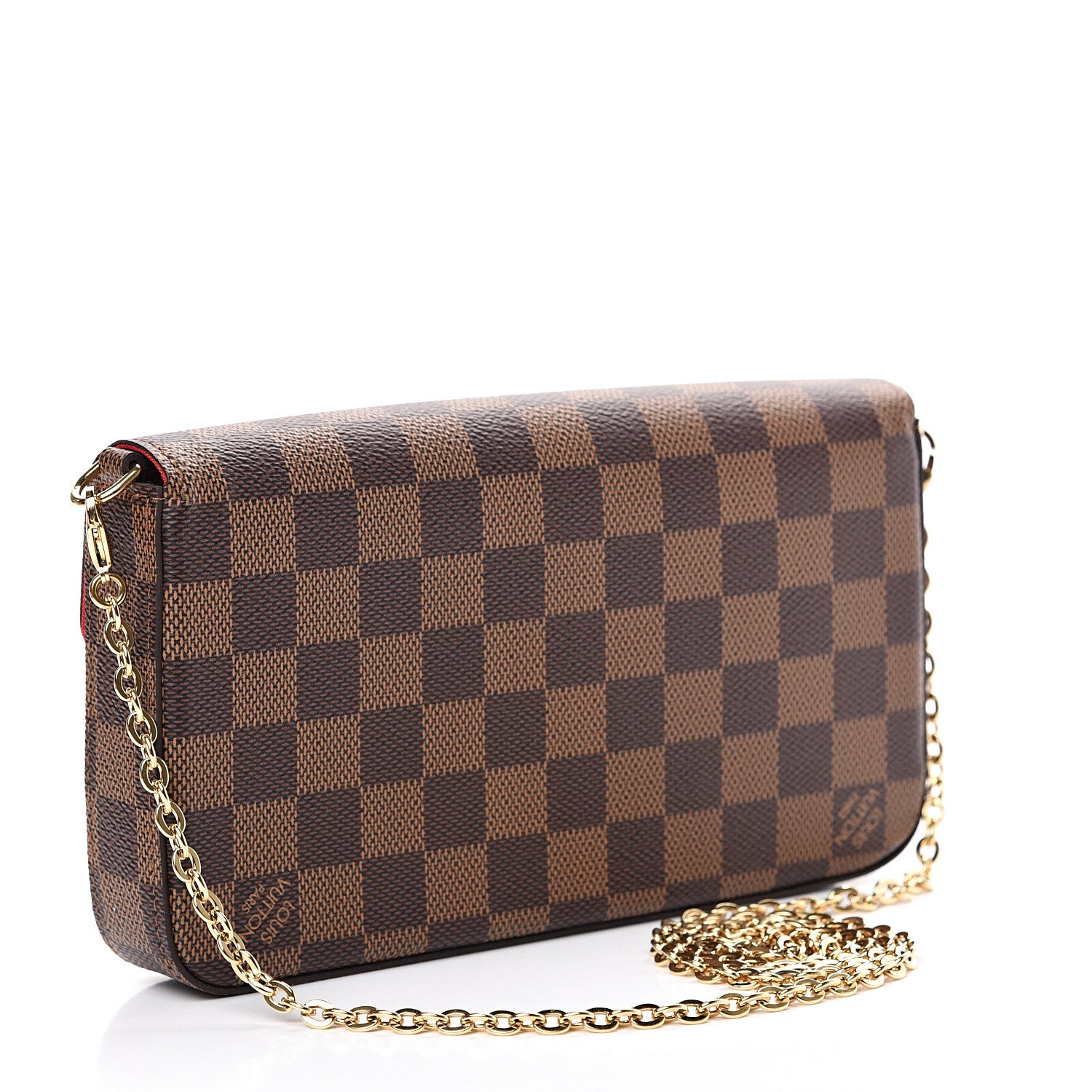 Louis Vuitton Damier Ebene Pochette Felicie Chain Wallet 3 of 13