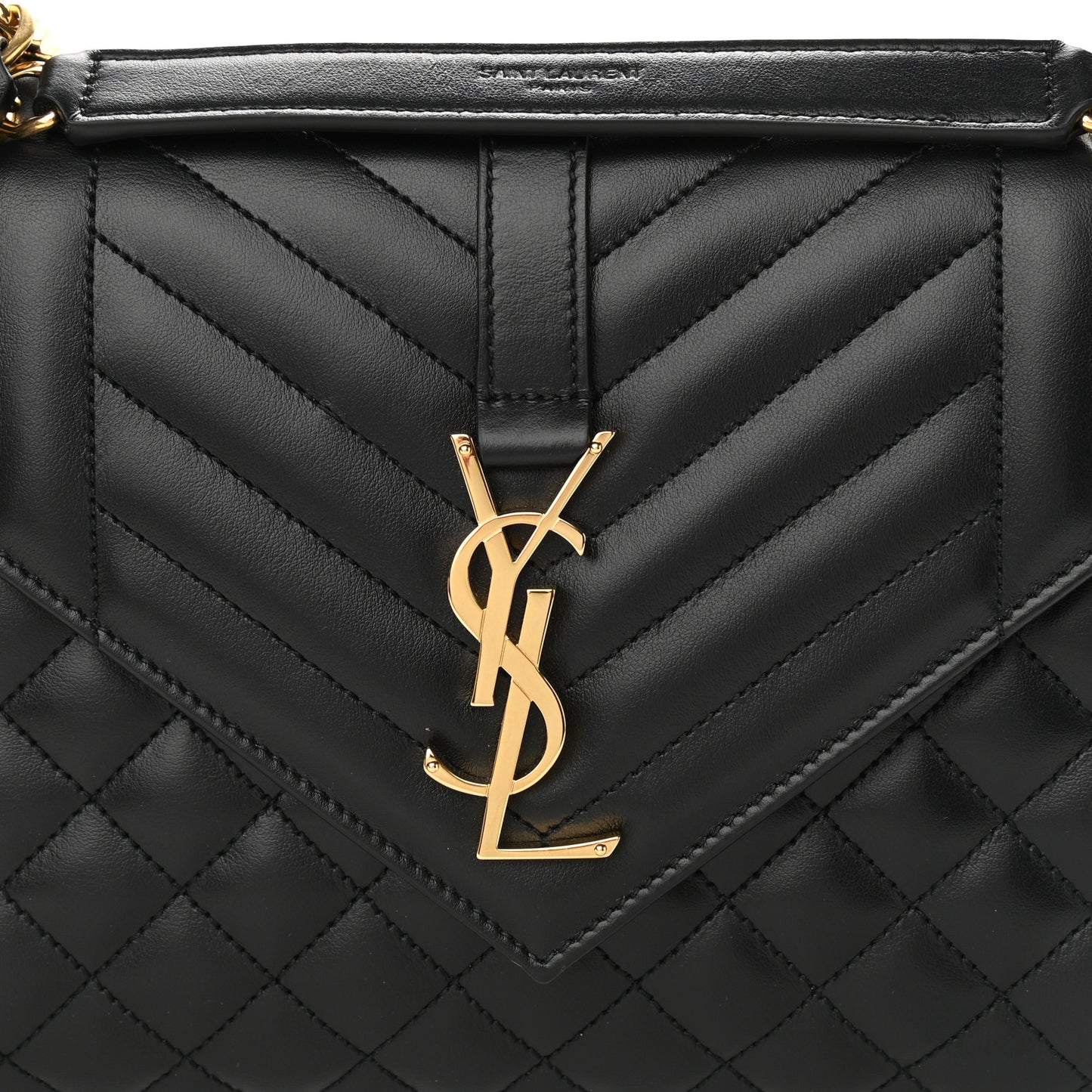 Grain De Poudre Textured Mixed Matelasse Triquilt Medium Monogram Satchel Black