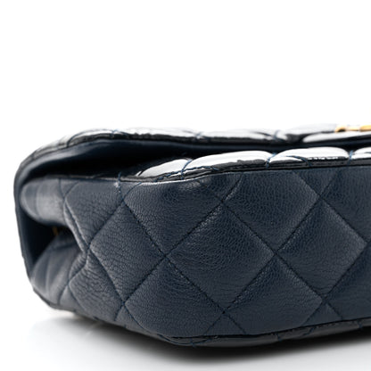Chanel Patent Goatskin Quilted Medium CC Eyelet Flap Blue 9 of 10