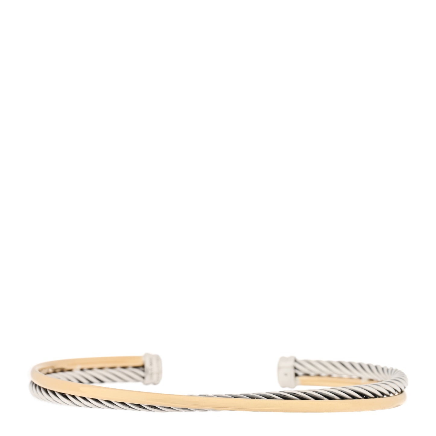 Sterling Silver 18K Yellow Gold 3mm Crossover Cuff Bracelet