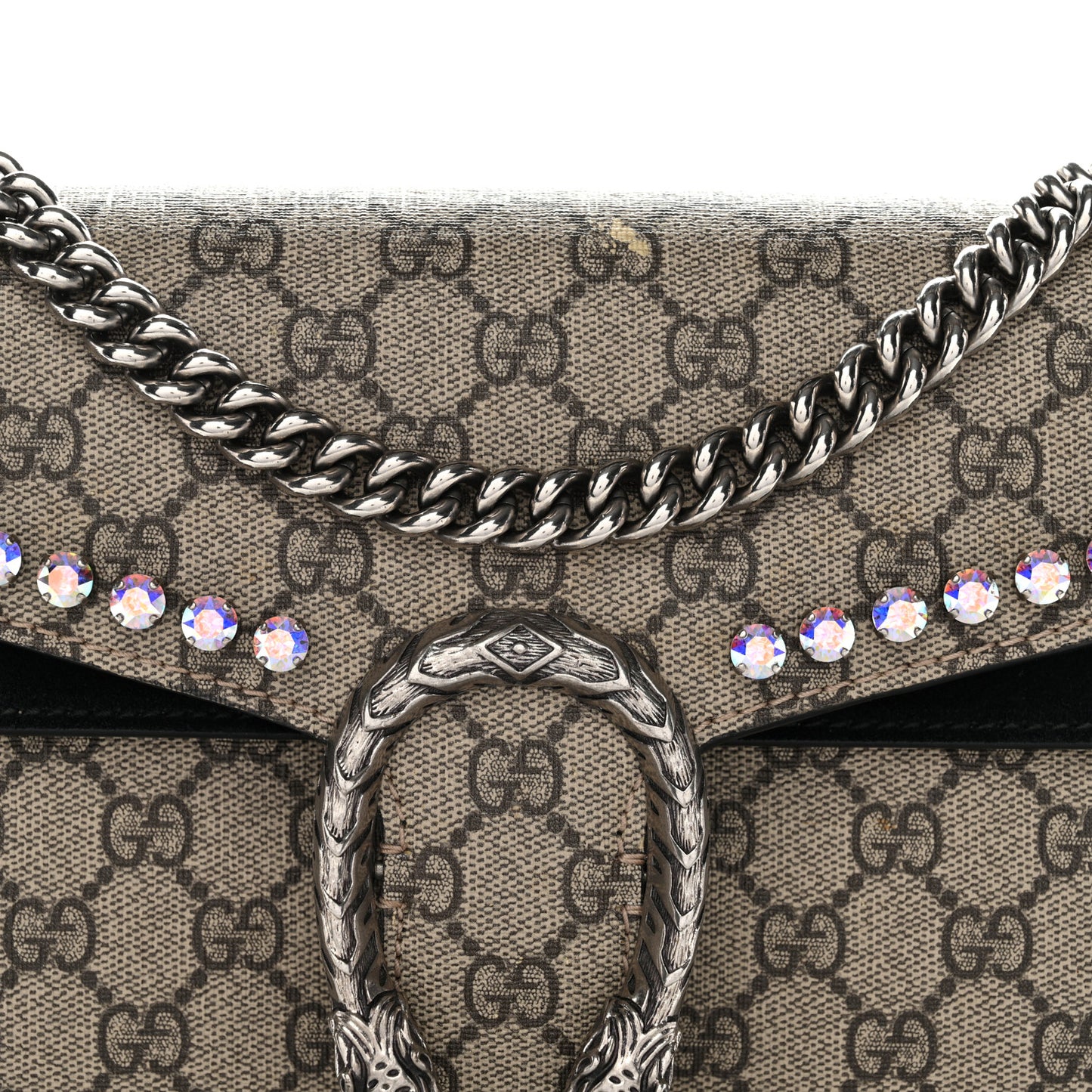 GG Supreme Monogram Crystal Small Dionysus Shoulder Bag Black