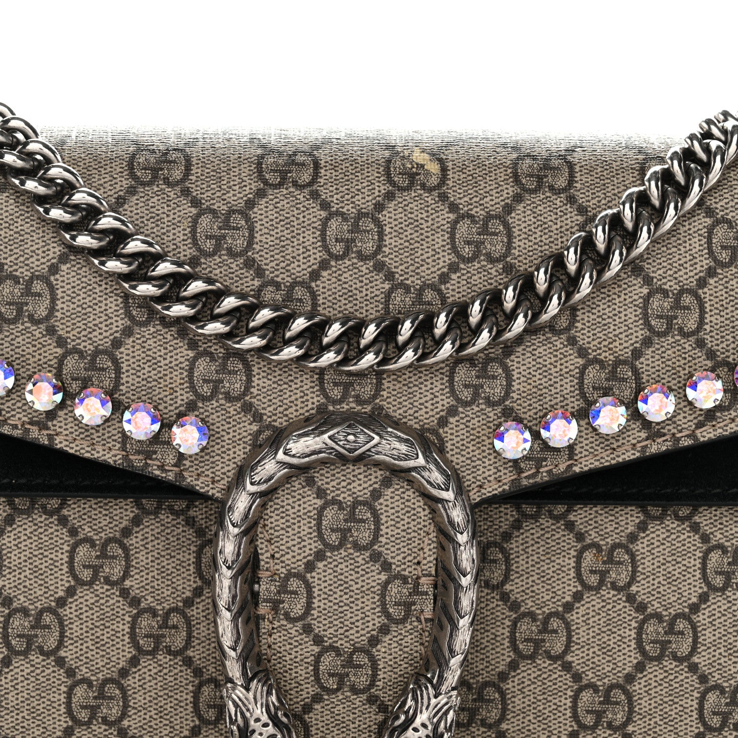 Gucci GG Supreme Monogram Crystal Small Dionysus Shoulder Bag Black 8 of 11