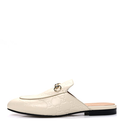 Gucci Glamour Calfskin Guccissima Womens Princetown Slippers 39.5 Mystic White 1 of 11
