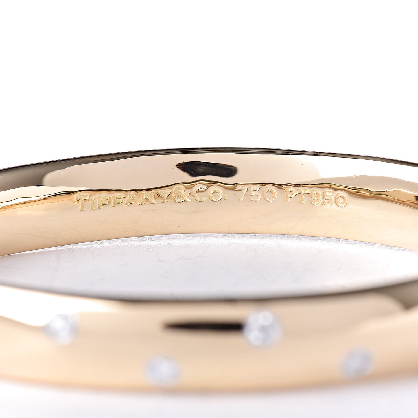 18K Yellow Gold Platinum Diamond 8.5mm Etoile Bangle Bracelet