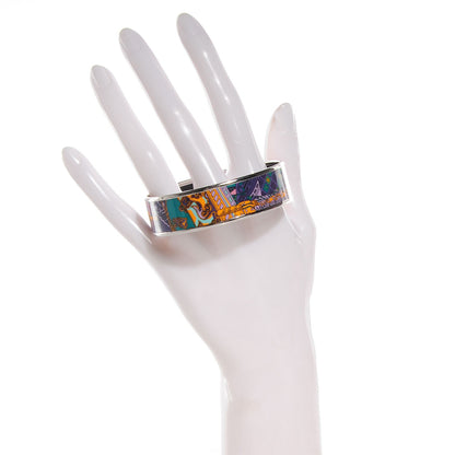 Hermes Enamel Printed Voyage en Etoffes Wide Bracelet 70 2 of 5