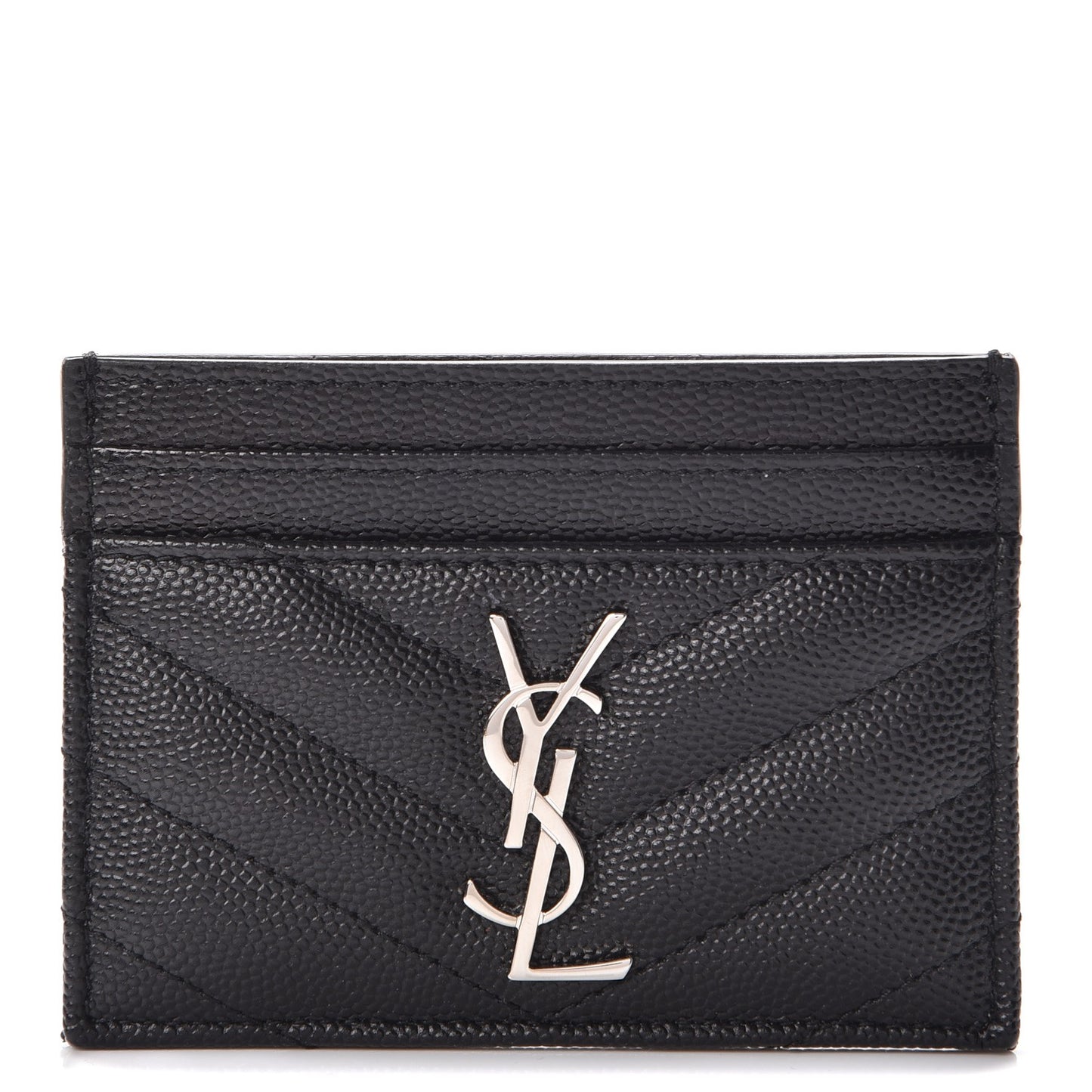 Grain De Poudre Matelasse Chevron Monogram Credit Card Case Black