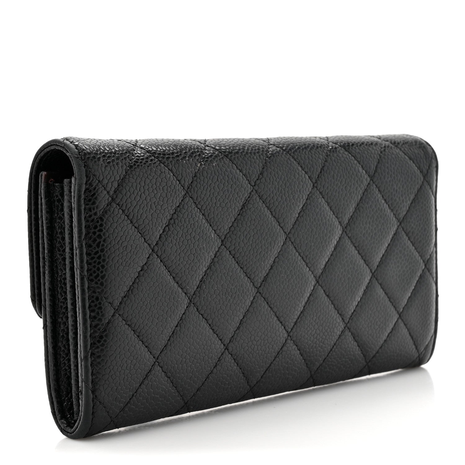 Chanel Caviar Quilted Large Gusset Flap Wallet Black 3 of 12
