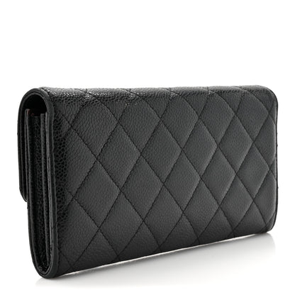 Chanel Caviar Quilted Large Gusset Flap Wallet Black 3 of 12